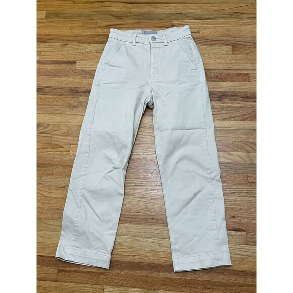Everlane Women's 0 Ecru Beige Pant Cotton Chino Crop Straight Leg Crop Office - Picture 1 of 10